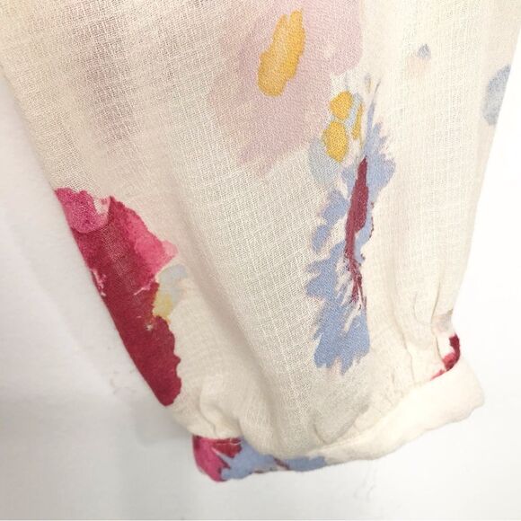 Lucky Brand Major Floral Cream Boho Peasant Festival Blouse - Picture 13 of 16